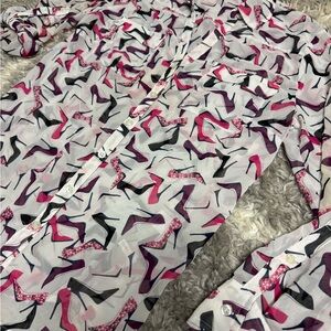 New York & Company Sheer Blouse with Shoe Print